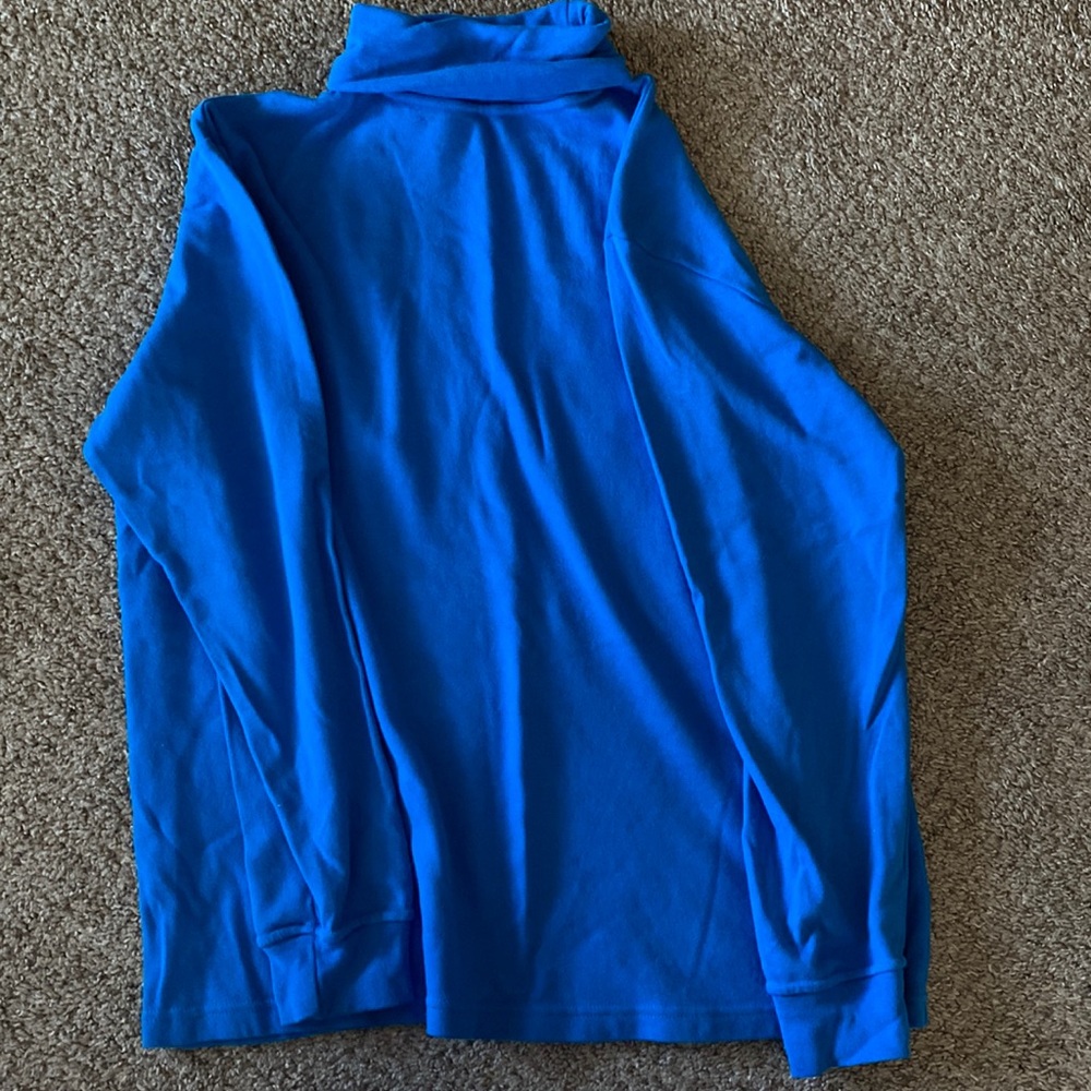 Blue turtle neck